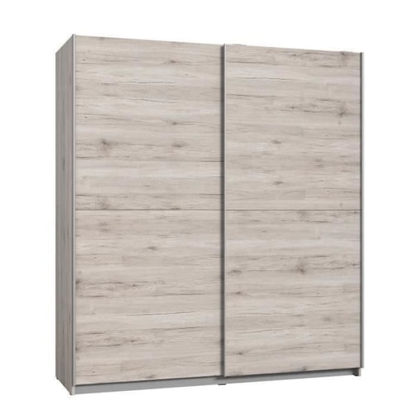 Vaatekaappi 2 liukuovea - Lastulevy - Vaalea saarnitammi sisustus - P 170,3 x S 61,2 x K 190,5 cm - ULOS Ljus ask ek dekor