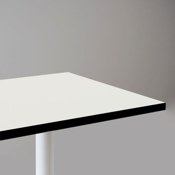 Tabel 70 x 70 cm - model Rund hvid ben hvid sorte kanter Vit