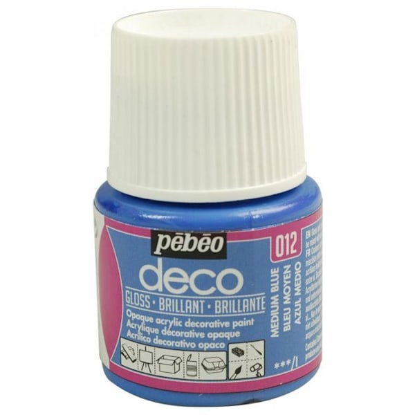 Akrylfärg - Pébéo - P.BO Dekor - Mellanblå - Glansig - 45ml mellanblå