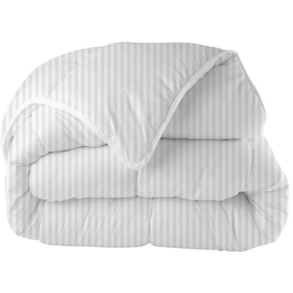 Varmt täcke 220x240 cm BLANREVE PRESTIGE Multiprotection - 100% polyester - 2 personer - Randig satin Vit