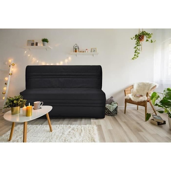BZ JOE bänk - Svart tyg - 3 platser - L 143 x D 97 cm - Tillverkad i Frankrike Svart