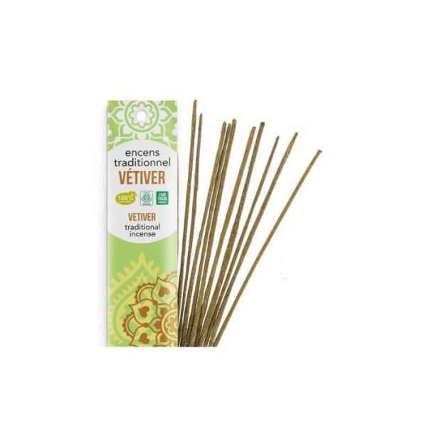 Røgelse - LES INCENSE DU MONDE - Vetiver - 60 pinde - Naturlig harpiks - Hvidt sandeltræ