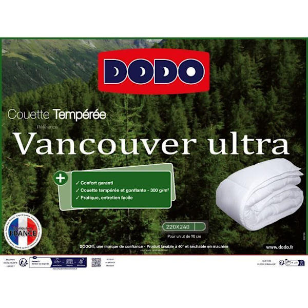 DODO Vancouver tempererat täcke - 220 x 240 cm - Vit Vit