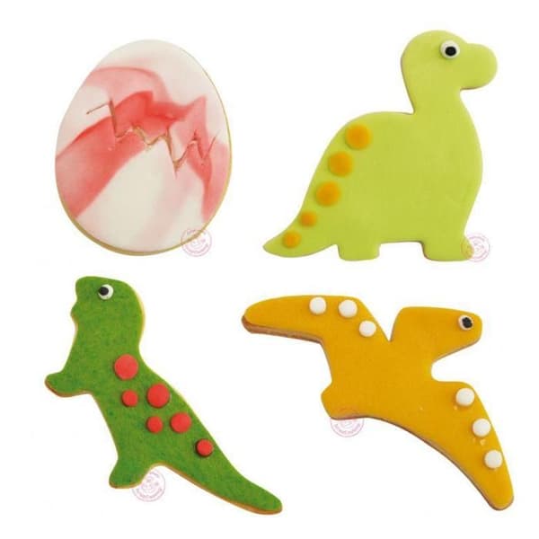 4 dinosaurutstickare i rostfritt stål