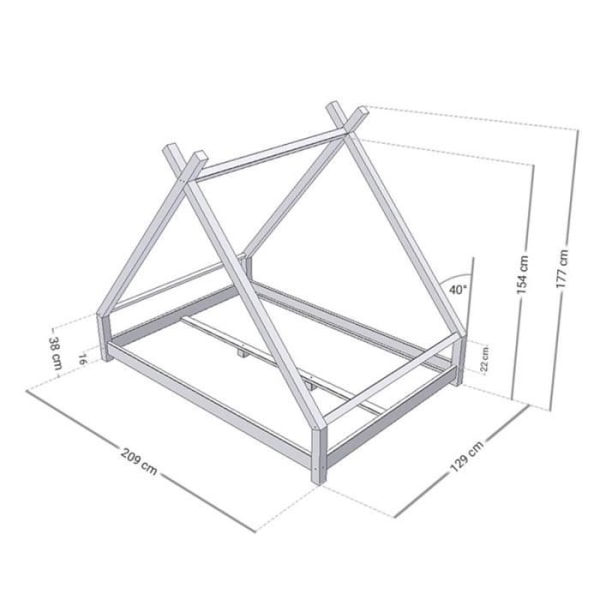 TAHUKA børnetipi seng - massivt træ - hvid - 120 x 200 cm - Montessori - Benlemi Vit