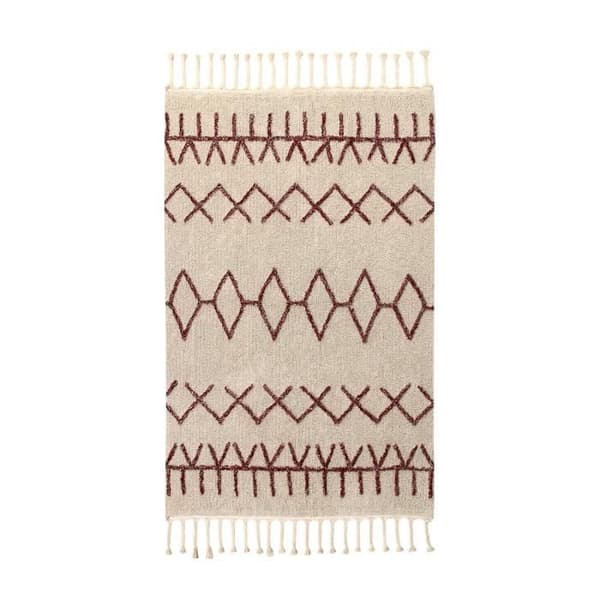 Tæppe - LORENA CANALS - Bereber Burgundy - Maskinvaskbart - 100% bomuld - 140x200 cm Beige