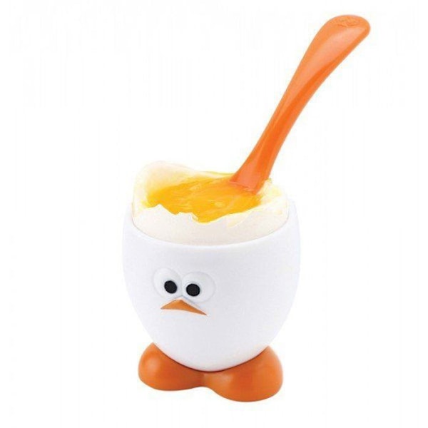 Coquetier og ægskefuld - JOIE - EggHead original - Hvid - Voksen - D 5 cm x H 5,5 cm Vit
