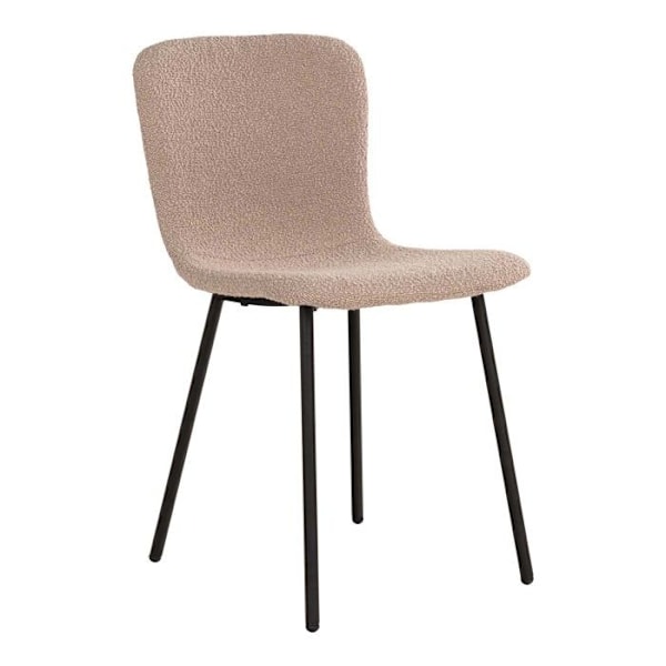 2 beige boucle ruokatuolia mustilla jaloilla kastanj