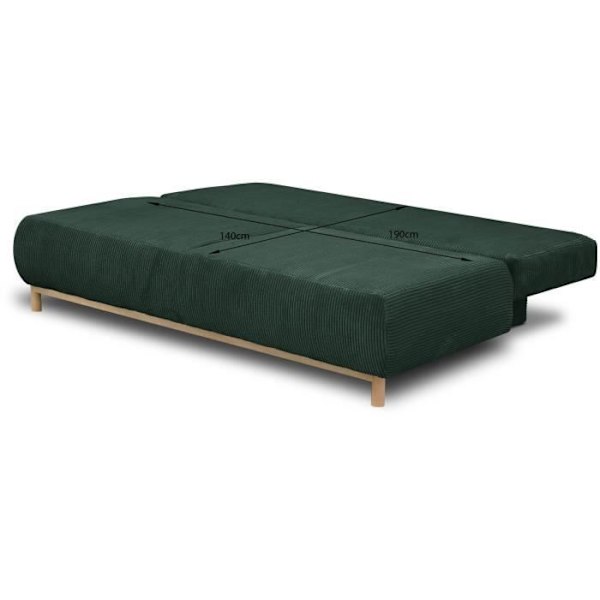 MIKA 3-paikkainen avoauto penkki - Metsänvihreä vakosametti - Säilytyslaatikko - P 192 x K 84 x S 93 cm Mörkgrön