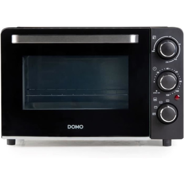 DOMO DO807GO mini elektrisk ugn - 20 L - svart - hög och låg värme - 120 min timer - 1300W Svart