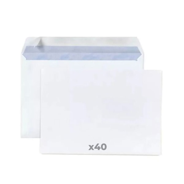 40 vita papperskuvert 80 g - 16,2 x 22,9 cm Vit