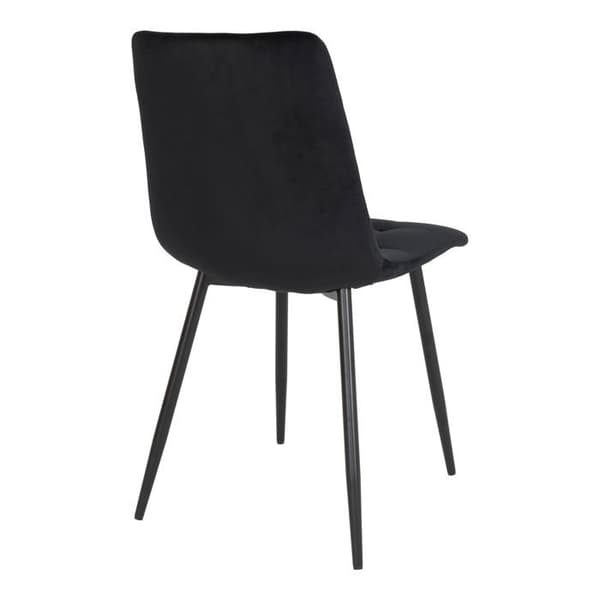 2 matsalsstolar i svart polyester sammet med svarta ben Svart