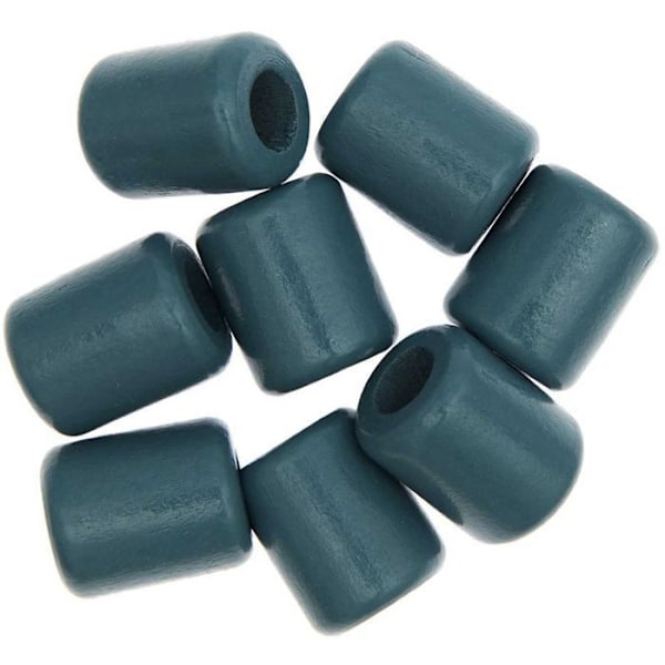 8 cylindriska pärlor - bensinved - 20 mm Blå