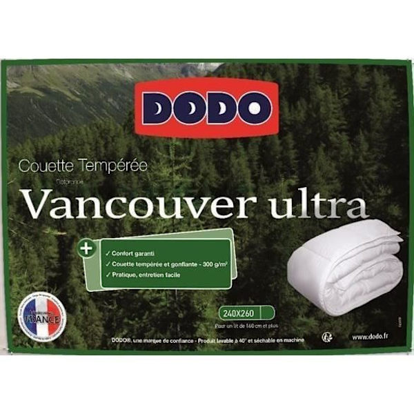 Peitto 240 x 260 cm - DODO - Lauhkea - 100 % polyesterikuitu - 2 hengelle - Valkoinen Vit
