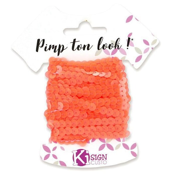 Ruban Pärlor Orange Fluo 6m Bredd 6 mm Orange