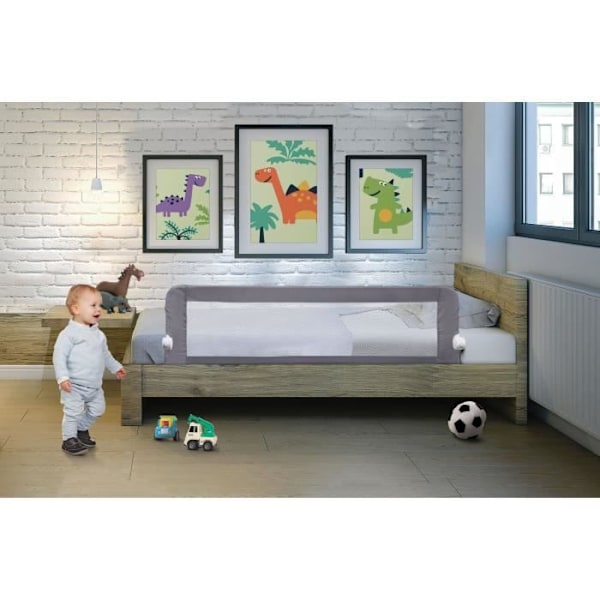 Dreambaby Nicole sängyn kaide - sisäänrakennetut ja tasaiset sängyt - Leveys 150 cm ja korkeus 50 cm - Harmaa Grå