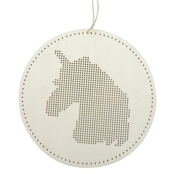 Puinen ripustus kirjontaa varten - Unicorn 22 x 22 cm