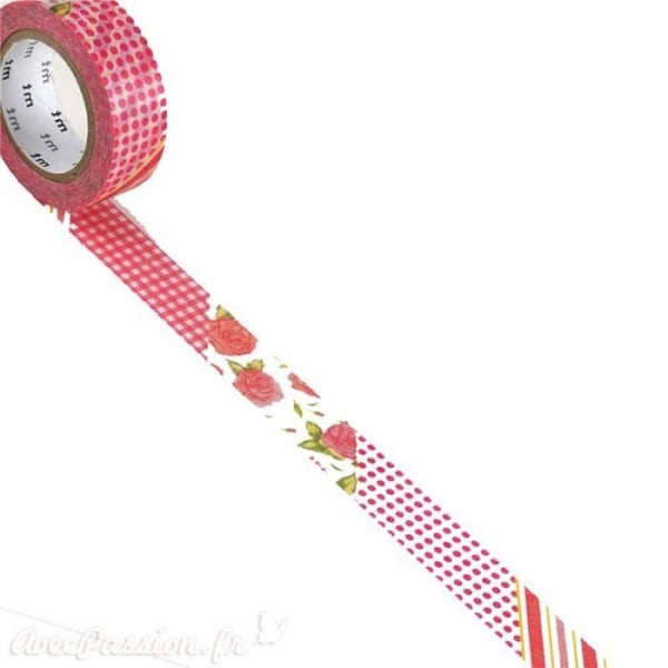 Maskeringstejp röda blommor washi självhäftande papperstejp 1,5 cm x 10 m Röd
