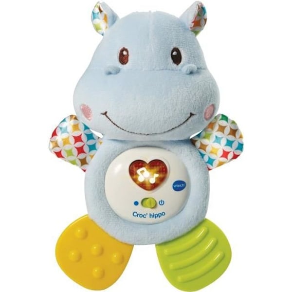 VTECH BABY - Croc'Hippo Rattle - Blå tekstureret plys Flerfärgad