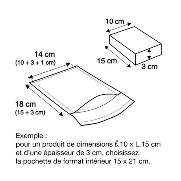 50 vadderade pappersfickor - 10 x 16 cm Vit