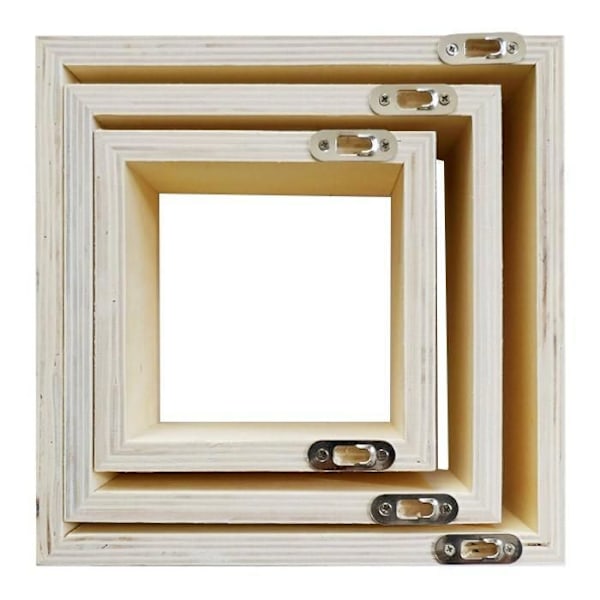 3 små firkantede hylder i træ 22 x 22 x 8 cm Beige