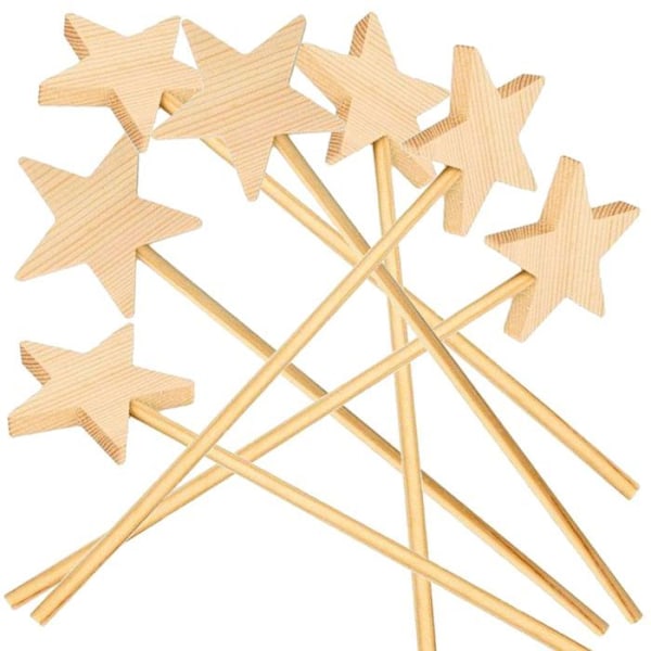 7 tryllestave i træ 23 cm Beige