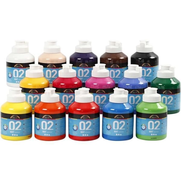 Allround vattenbaserad matt akrylfärg av god kvalitet. Blandbara färger. Rengör borstarna med ljummet vatten. ref