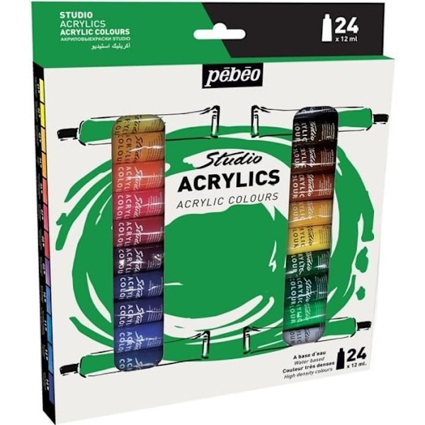 Acrylmaleri - Pébéo - Studio Acrylics - 24 rør á 20 ml - Blandede - Voksen