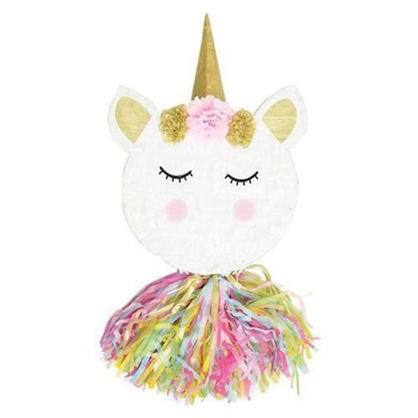 Piñata - SKRAP MADSPARTY - Enhjørningehoved - Multifarvet - Rosa - Barn - Unisex Flerfärgad