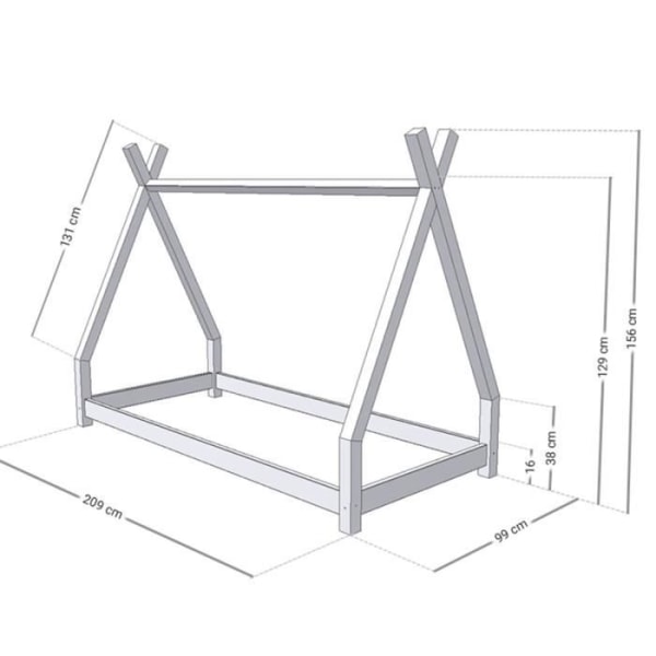 GENERIQUE barnsäng - NAKANA - 90 x 200 cm - Massivt trä - Ljusgrå Grå