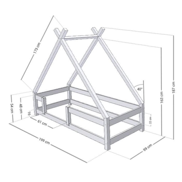 Børnehytteseng - GENERIC - TAHUKA - Massivt træ - Grøn - Boksfjeder medfølger Grön