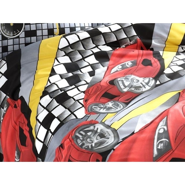 Sängkläder - SPEED - Röd - Duvetöverdrag 140x200cm - Kudde 65x65cm - 80% Bomull Röd