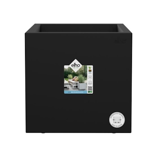 Elho Vivo Next Square 40 Blomsterkasse - Sort - Ø 39 x H 38 cm - indvendigt - 100% genanvendt Living Black