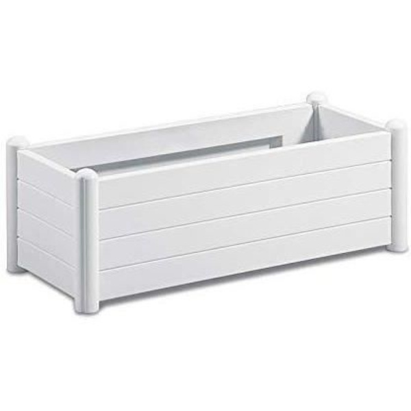 STEFANPLAST Rektangulær blomsterkasse - Træfinish - 100x43xH35cm - 80L - Hvid Vit