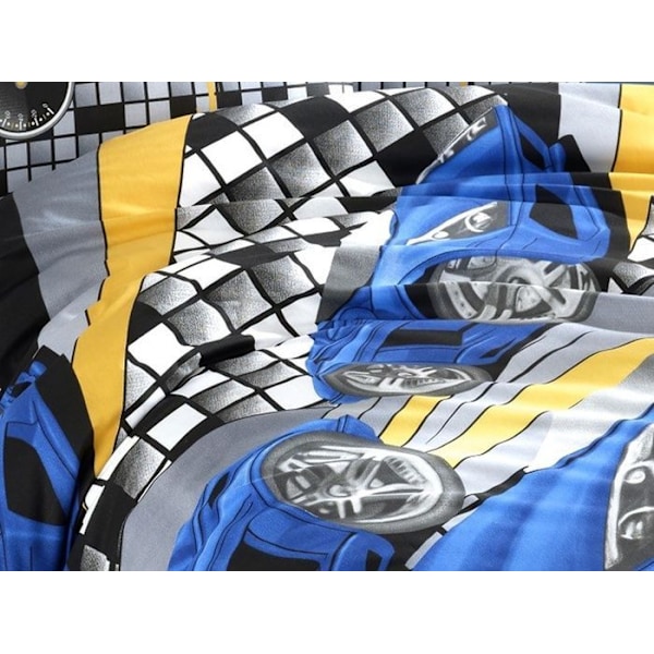 Sengetøj - SPEED - Blå - 140x200 cm - 80% Bomuld -Printet Blå