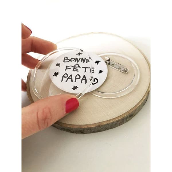 SÆT 3 PERSONLIGGØRBAde BADGES - 6 CM Transparent