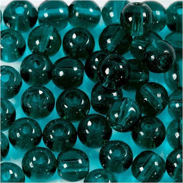 Lasithelmet - Sekalaiset - 4 mm - Vihreä läpinäkyvä - 45 kpl - Pyöreät transparent grön