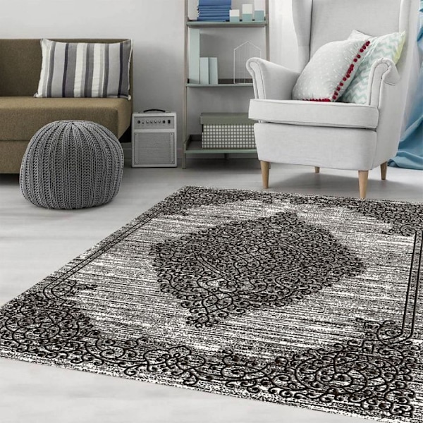 Tänk - ORIENT - Grå Silver - 200x300 cm - Tjocklek 9mm - Halkskydd - Tvättbar 30° Grå