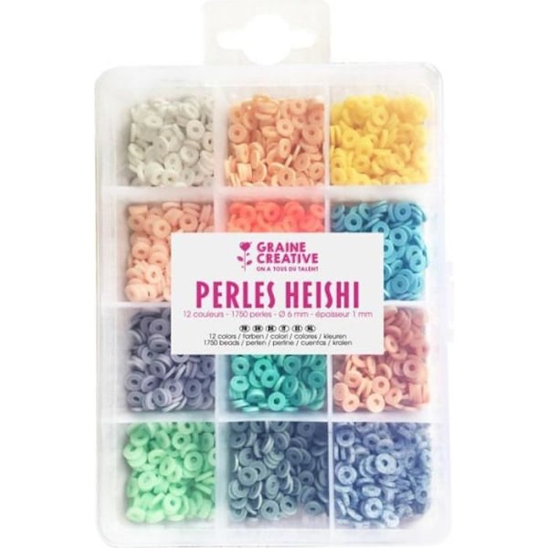 Heishi Beads - Creative Seed - 1750 Pastel Beads - 6 mm - Multicolors - Ideel til smykker Flerfarvede