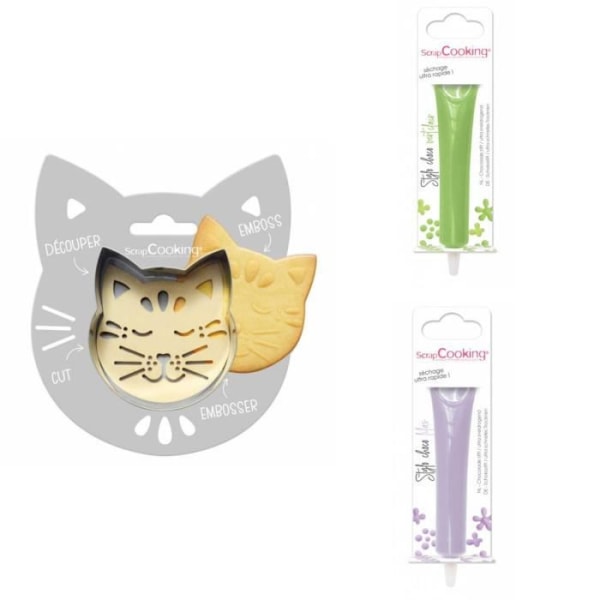 Cat Relief Cookie Kit + 2 ljusgröna och lila chokladpennor