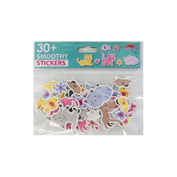 30 Stickers - EVA Foam - Cat - Glitter Flerfärgad