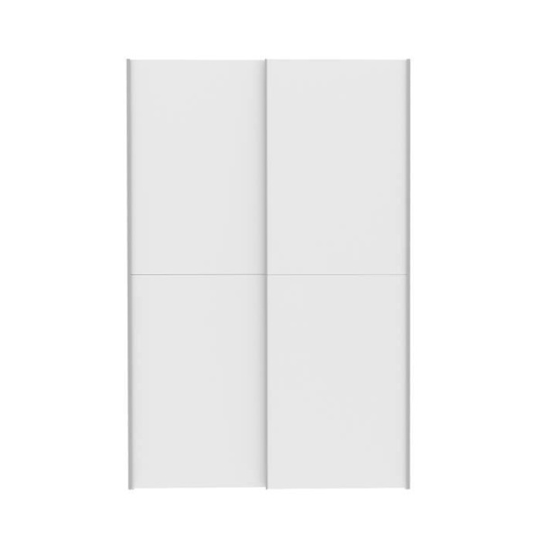 Vaatekaappi 2 liukuovea - Matta valkoinen - P 120 x S 61,2 x K 190,5 cm - OZZULA Matt vit
