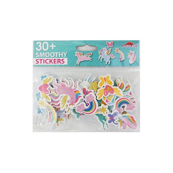 30 Stickers - EVA Foam - Enhörningar - Glitter Flerfärgad