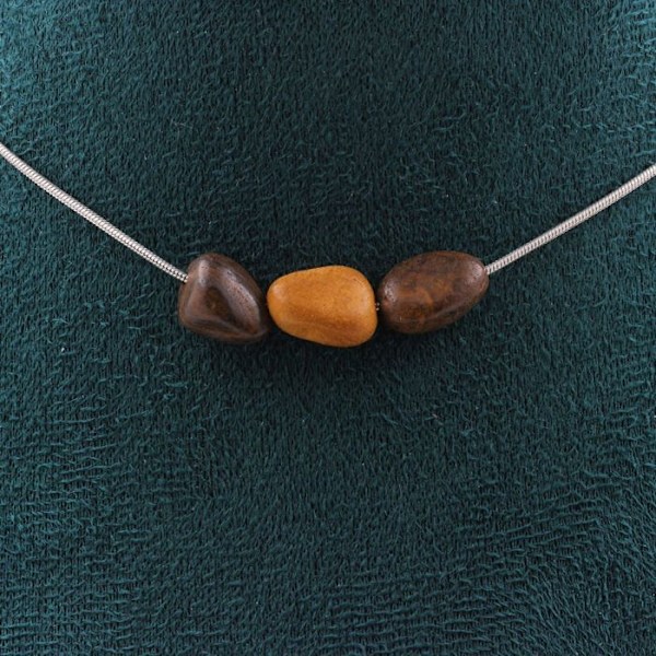 Collier - Et bijoux - Opale Boulder - 3 perler - Rustfrit stål - Justerbar længde 45 cm