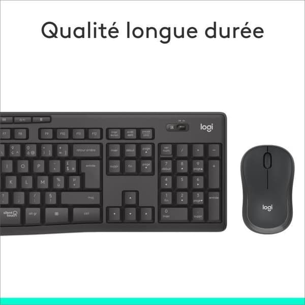 Sættet Klaver Mus - Trådløs - Logitech - MK295 - AZERTY - Sort