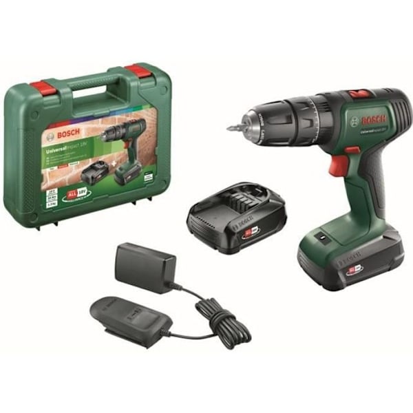 Bosch akku slagboremaskine - UniversalImpact 18 (Leveres med 2 18V-1,5Ah batterier + oplader + bæretaske)