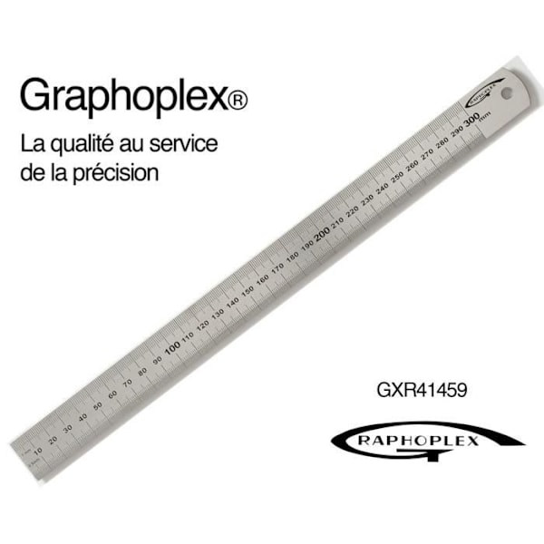 Tjock stållinjal tjocklek = 1 mm l = 24 mm L = 30 cm - Graphoplex {färg}