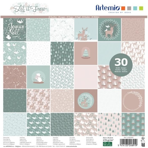 Papier scrapbooking Artemio - Låt det snöa - 30,5 x 30,5 cm - 30 ark