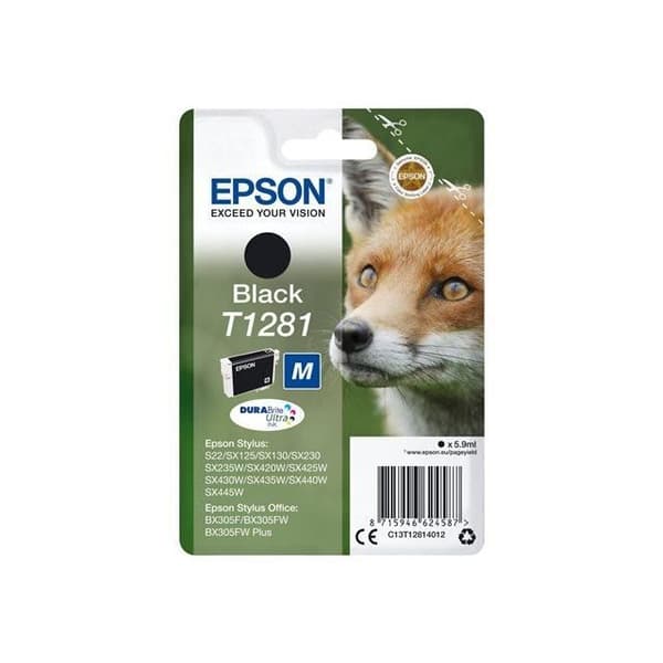 EPSON T1281 sort blækpatron - Fox (C13T12814012)