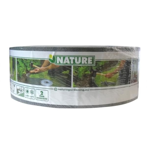Trädgårdskant i grå polyeten H7,5 cm x 10 m - NATUR grå